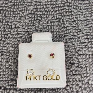 Planet Gold Red and Gold Stud Earrings